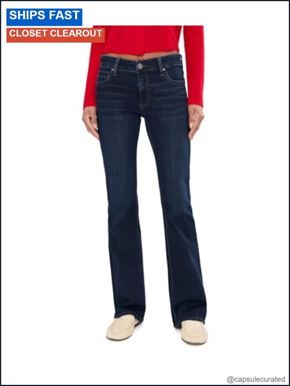High Rise Bootcut Jeans Stretch Denim Five Pocket Casual
